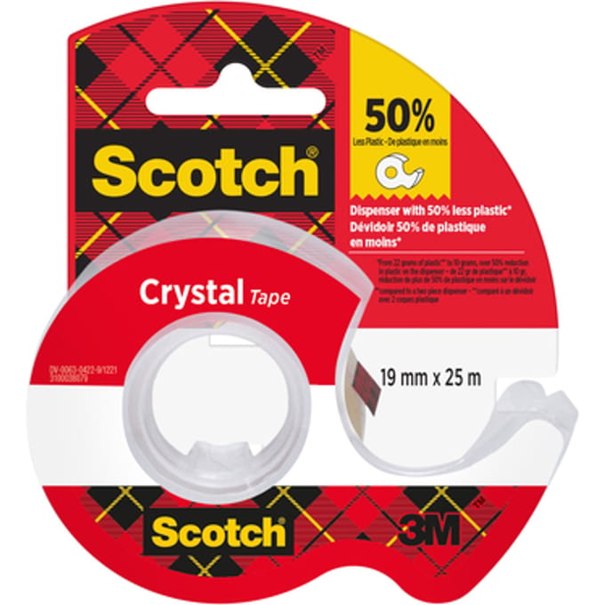 Plakband Scotch Crystal 600 19mmx25m transparant + handdispenser