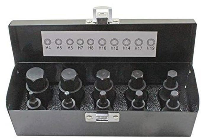 10-delige Impact HEX BIT Stekker Set 1/2" Aandrijving 4mm tot 19mm