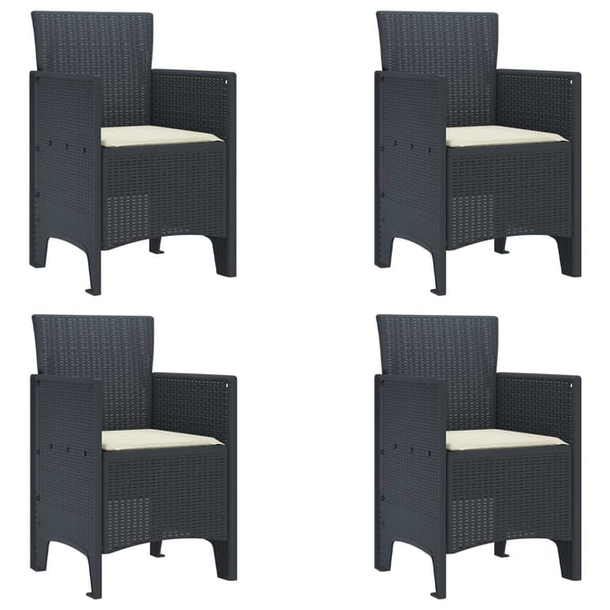 vidaXL Tuinstoel 4 pcs Antraciet 53 x 49 x 85 cm Polypropyleen