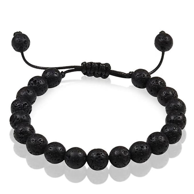 Verstelbare kralen armband Memphis Zwart Lavasteen 8mm