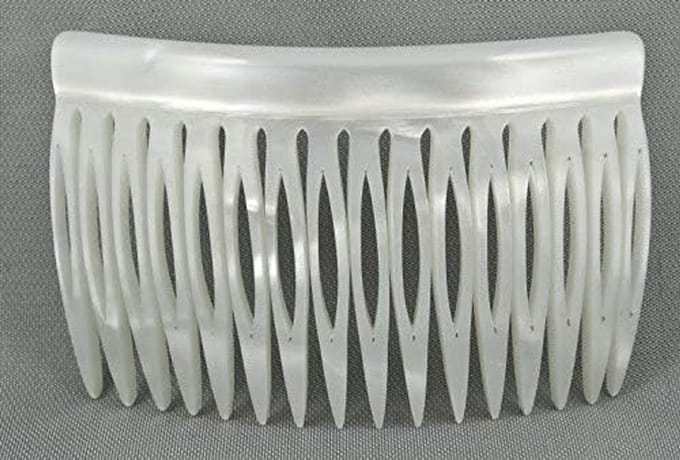 Insteekkam - Haarkam - Haar Stylen - Handgemaakt - 8 cm - Parelmoer wit
