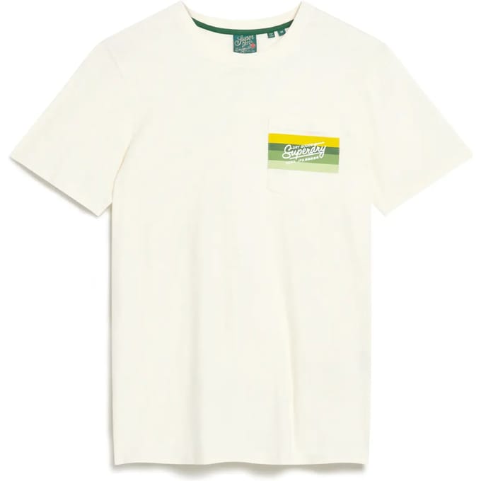 Superdry CALI STRIPED LOGO T SHIRT Heren - Wit - Maat L