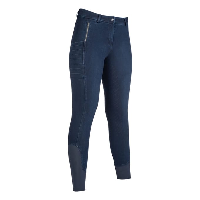 Damesbroek met volledige grip HKM Selection Aruba Denim