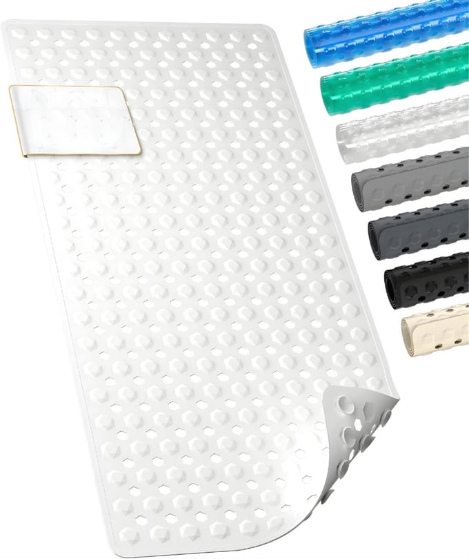 AHD® Douchemat Antislip Voor Douche - Douchemat - Antislipmat Douche - Douchemat Antislip Zuignappen - Wit - 89cm x 40cm x 1cm