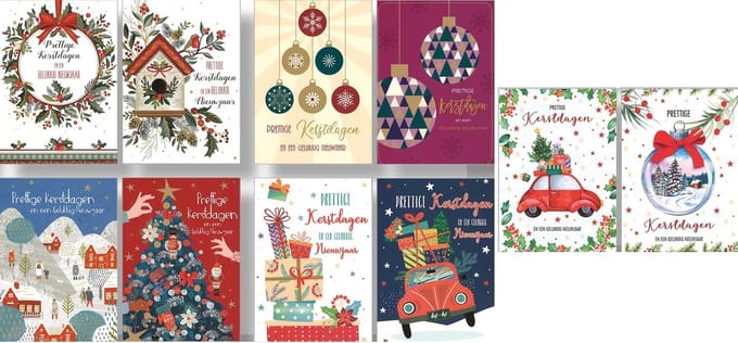 50 Luxe Kerstkaarten en Nieuwjaarskaarten met Enveloppen - 5x10