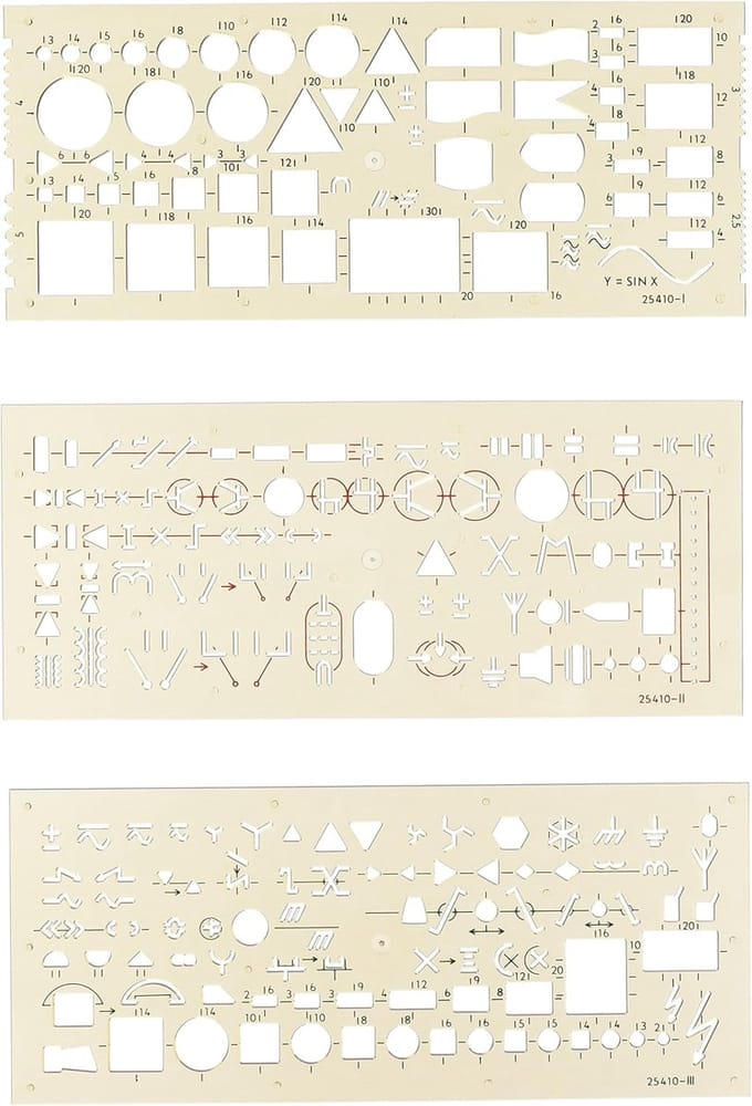 Elektrische sjabloonset voor elektrotechniek - 3 stuks