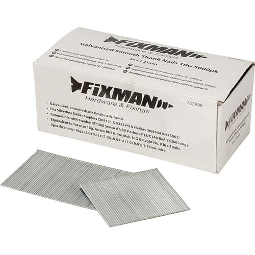 Fixman Gegalvaniseerde tacker spijkers - 18 gauge - gladde schacht - 50 mm - 5000 stuks
