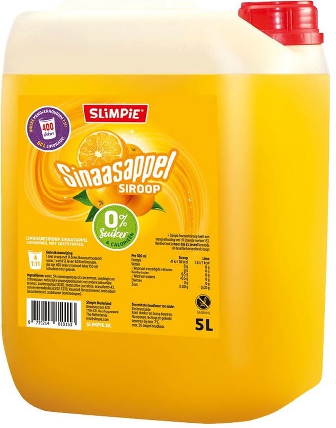 Slimpie Siroop Sinaasappel - 5 liter