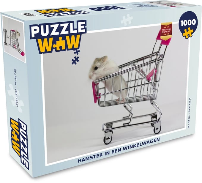 Puzzel Hamster in een winkelwagen - Legpuzzel - Puzzel 1000 stukjes volwassenen