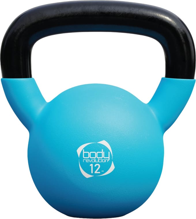 Neopreen kettlebell - blauw - 12kg - ergonomisch gelast handvat