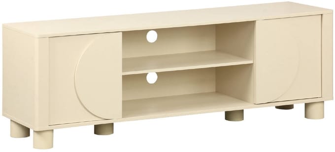sweeek - Tv-meubel met houteffect 2 omkeerbare deuren l155cm - pondi