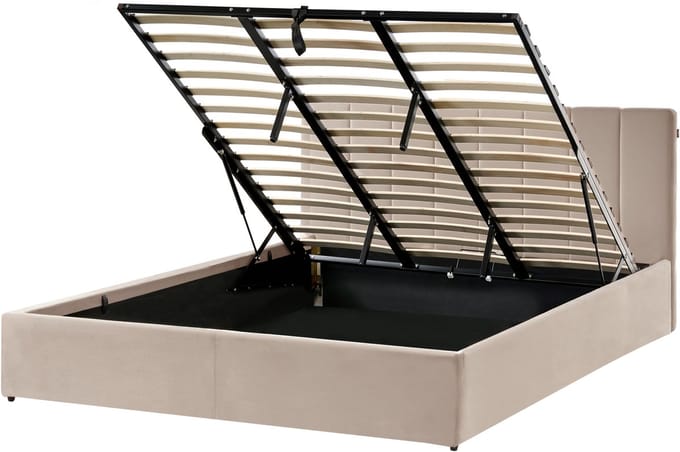 DREUX - Bed met opbergruimte - Taupe - 180 x 200 cm - Fluweel