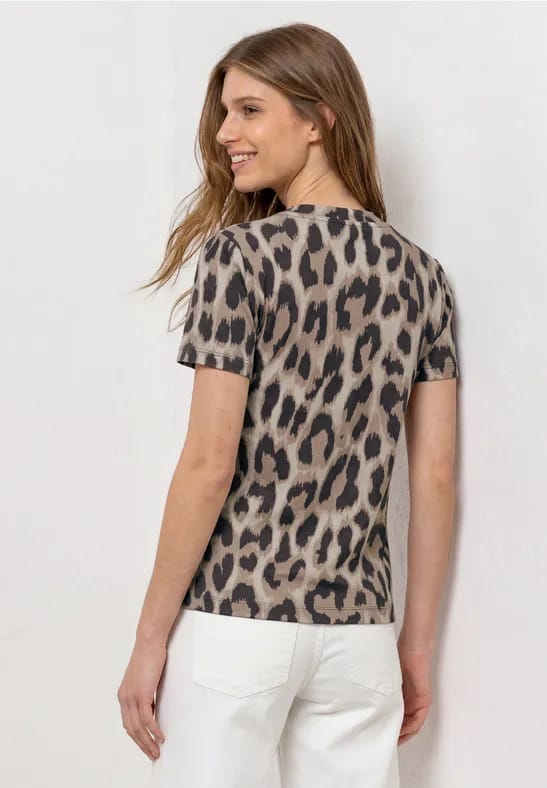 Shirt met ronde hals en gerimpelde mouwen