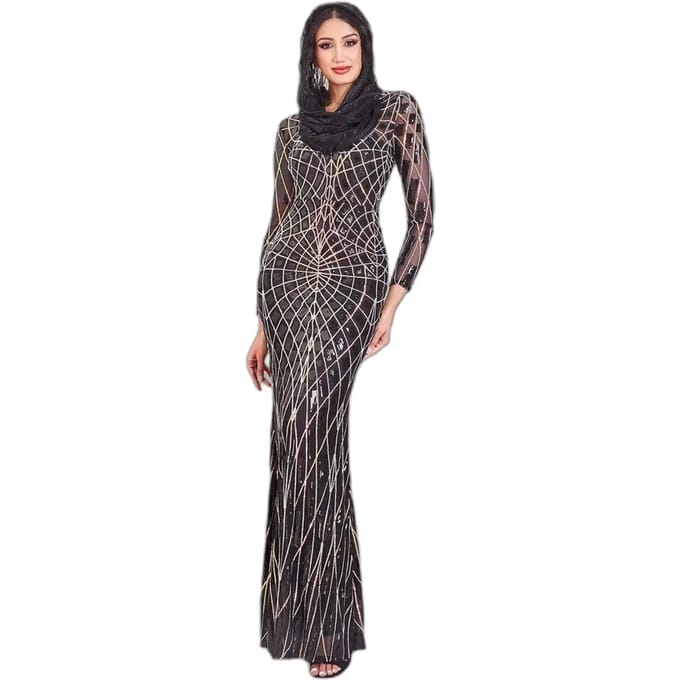 Strakke damesjurk Goddiva Modesty Geo Sequin