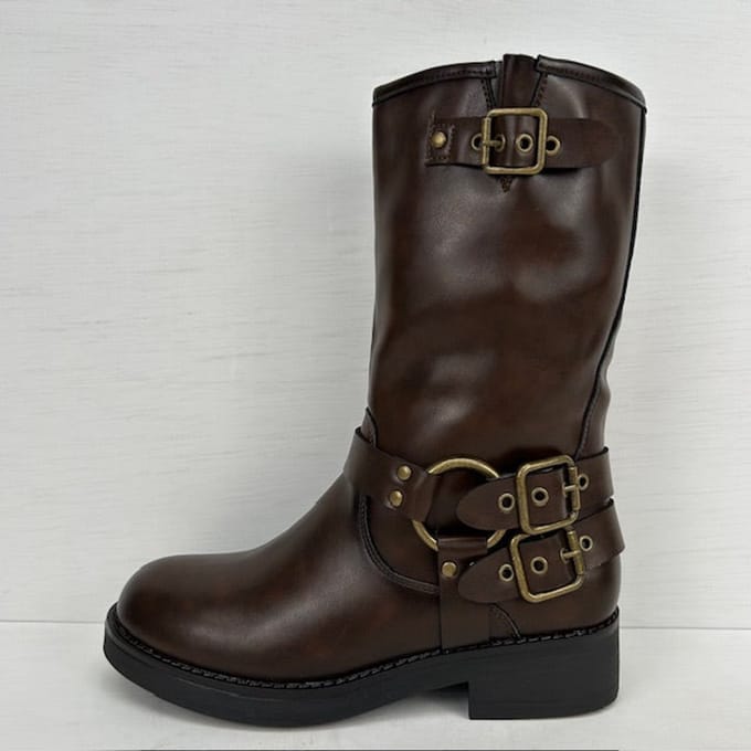 Leatherlook laarzen met gespjes bruin Bruin / 36