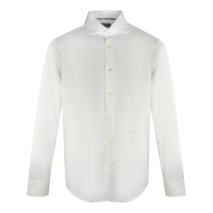 Aquascutum effen wit overhemd met logo en lange mouwen