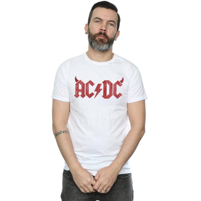 AC/DC Heren Hoorns Logo T-Shirt (Wit)