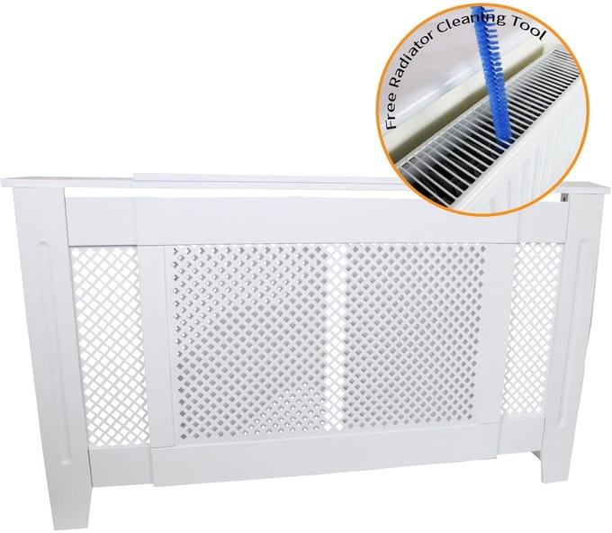 Radiatoromkasting - wit - 1400-1920mm - met gratis reinigingsborstel