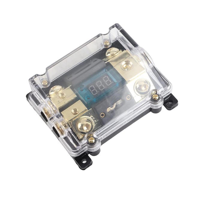 Universele Auto Auto Zekeringhouder 100A LED Digitaal 1 in 2 Uit Audio Versterker Zekeringhouder beige