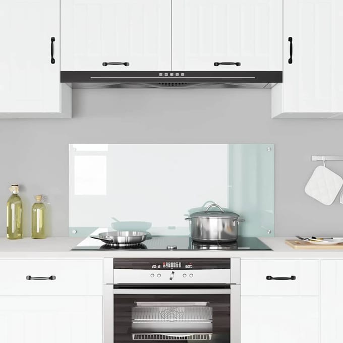 vidaXL - Keukenachterwand - Wit - 110 - x - 50 - cm - gehard - glas