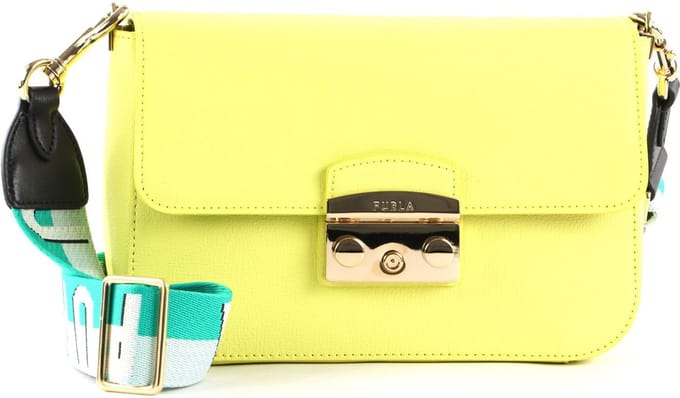 FURLA Leren Schoudertas Metropolis Crossbody Zest + Minty Emerald Geel