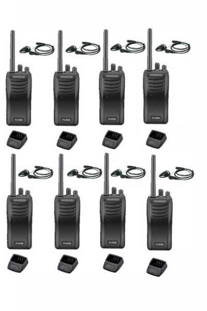 Set van 8 stuks Kenwood TK-3501 met D-shape oortje en tafelladers