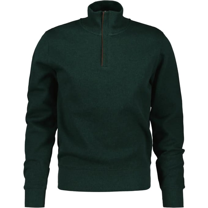 Gant Trui Sacker Rib Half Zip Subtle Tone-on-Tone Logo Embroidery Tartan Green / male