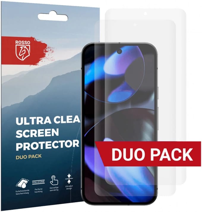 Rosso Screen Protector Geschikt voor Google Pixel 9 | Ultra Clear Duo Pack | TPU Folie | Case Friendly Beschermfolie | 2 Stuks