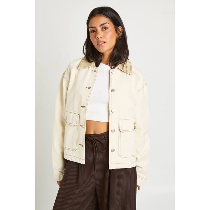 boohoo Dames Denim Boerderij Jas | Ecru | Maat: 34