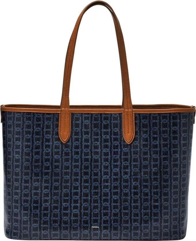 FOSSIL Schoudertas Shopper Williamson Tote Bag Blue Print Donkerblauw