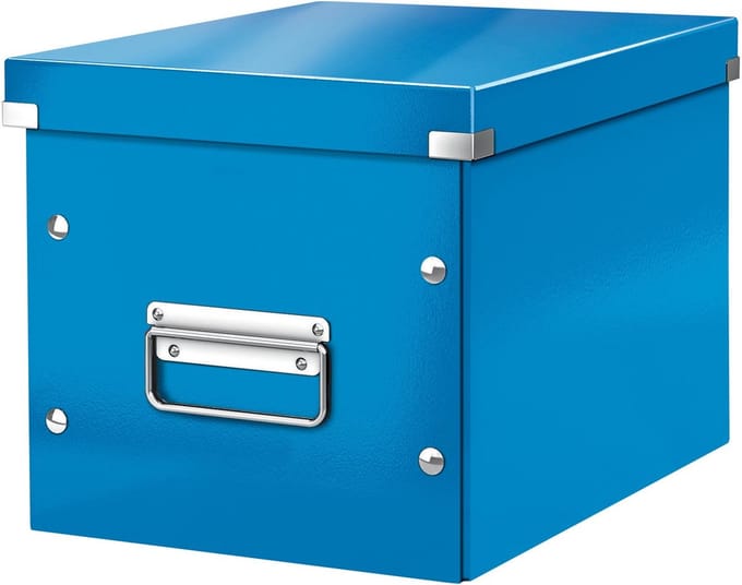 Leitz WOW Click & Store Cube Middelgrote Kartonnen Opbergdoos met Deksel- 26 x 24 x 26 Cm (BxHxD) - Blauw