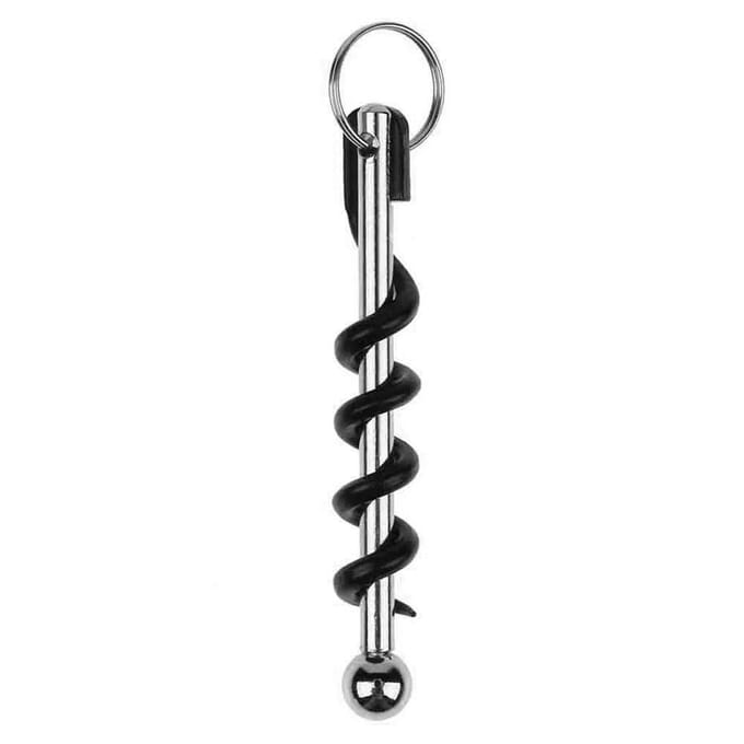 1 mini tire-bouchon portable en acier inoxydable, tire-bouchon à double charnière, porte-clés d'extérieur 1pc black
