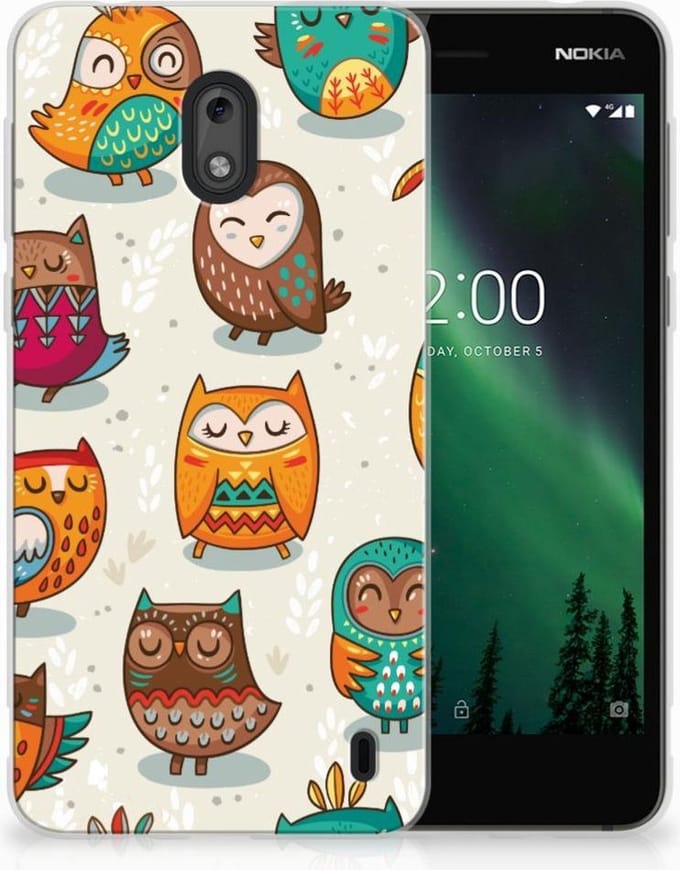 Nokia 2 TPU Hoesje Vrolijke Uilen