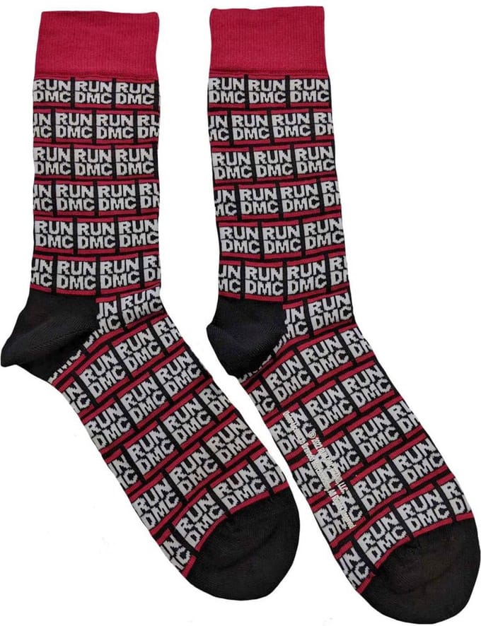 Run DMC - All Over Logo Sokken - EU 40-45 - Zwart/Rood