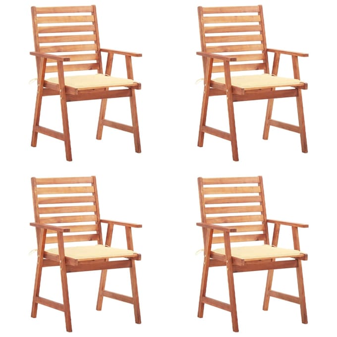 vidaXL - Tuinstoelen - 4 - st - met - kussens - massief - acaciahout