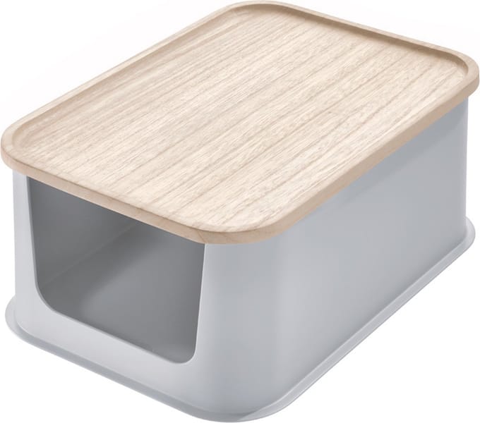 iDesign - Medium Opbergbox met Opening en Deksel - Gerecycled Kunststof - Grijs