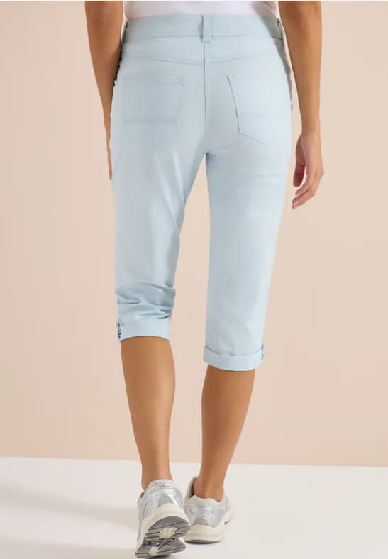 3/4 Mid Waist Slim Legs broek met omslag