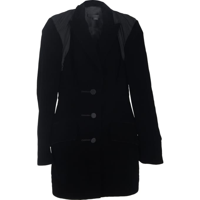 Alexander Wang Eenknopspanelen Blazer in Zwarte Velvet