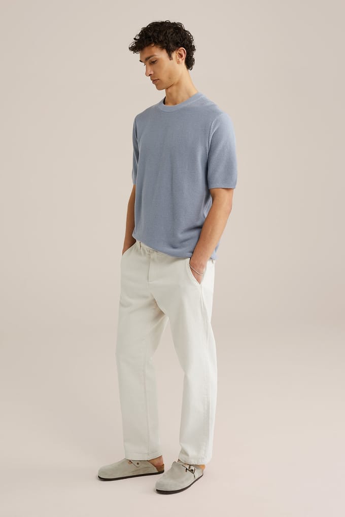 WE Fashion Heren Regular fit T-shirt van linnenmix