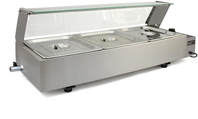 Professionele Bain-Marie Chafing Dish met 3 RVS GN Inzetstukken voor Buffet