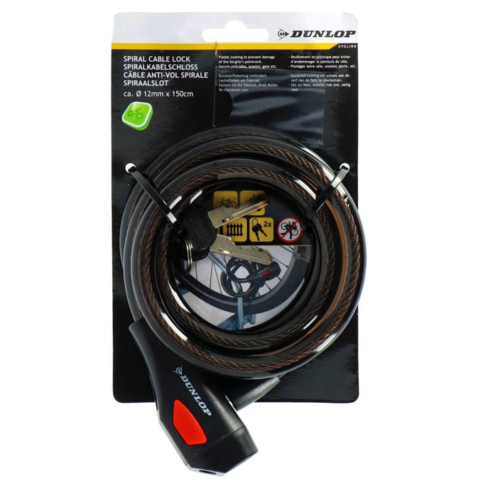 Dunlop Spiraalslot - Fiets - 2 Sleutels - 12 mm x 150 cm