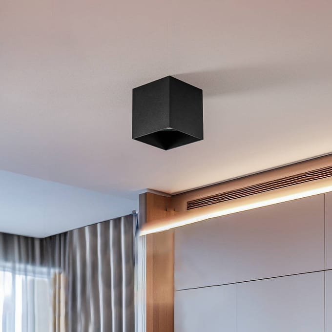 Nowodvorski Lighting Downlight Cobble in hoekige vorm, zwart
