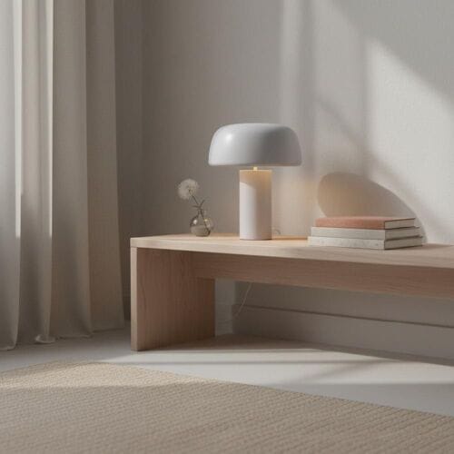 LUSENZ Voryn - Witte Tafellamp 40 cm - Dressoir lamp - Industrieel design - E27 fitting - Mat wit gecoat metaal - Met aan/uit-schakelaar