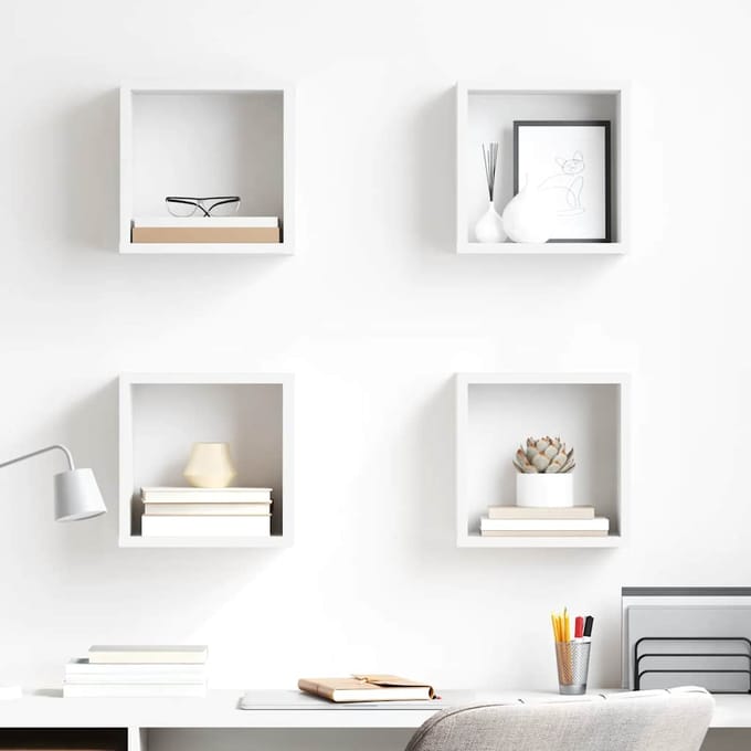 vidaXL - Wandschappen - kubus - 4 - st - 26x15x26 - cm - wit