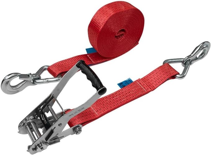 Sterke ratel spanband set 5 ton 8 meter met karabijnhaak