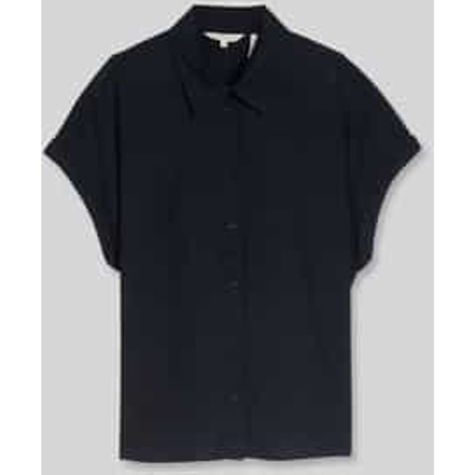 Tom Tailor - Losvallende blouse met linnen - Maat 46 - sky captain blue