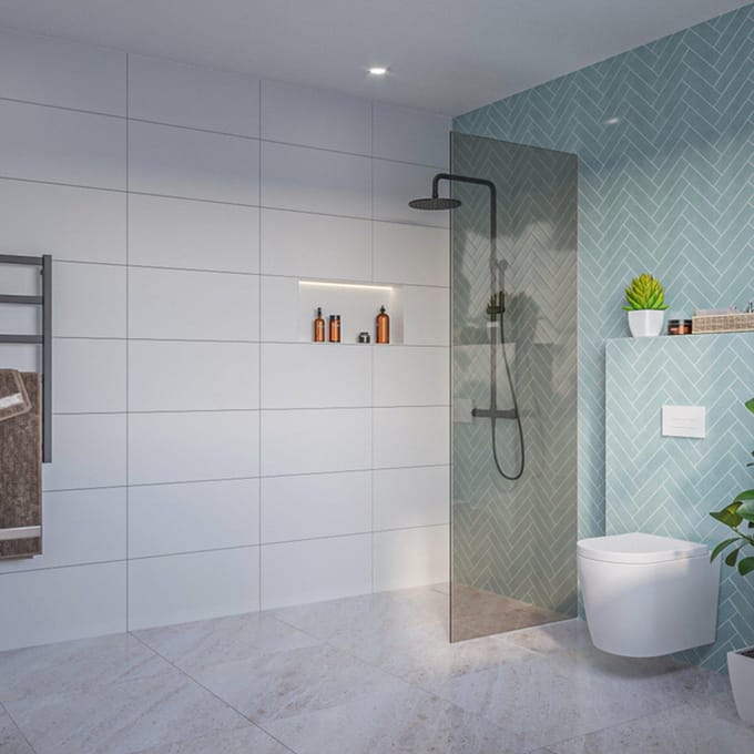 FugaFlow Eccelente Vetro Inloopdouche - rook glas - 70x200cm - 8mm - nano - blind inbouw profiel
