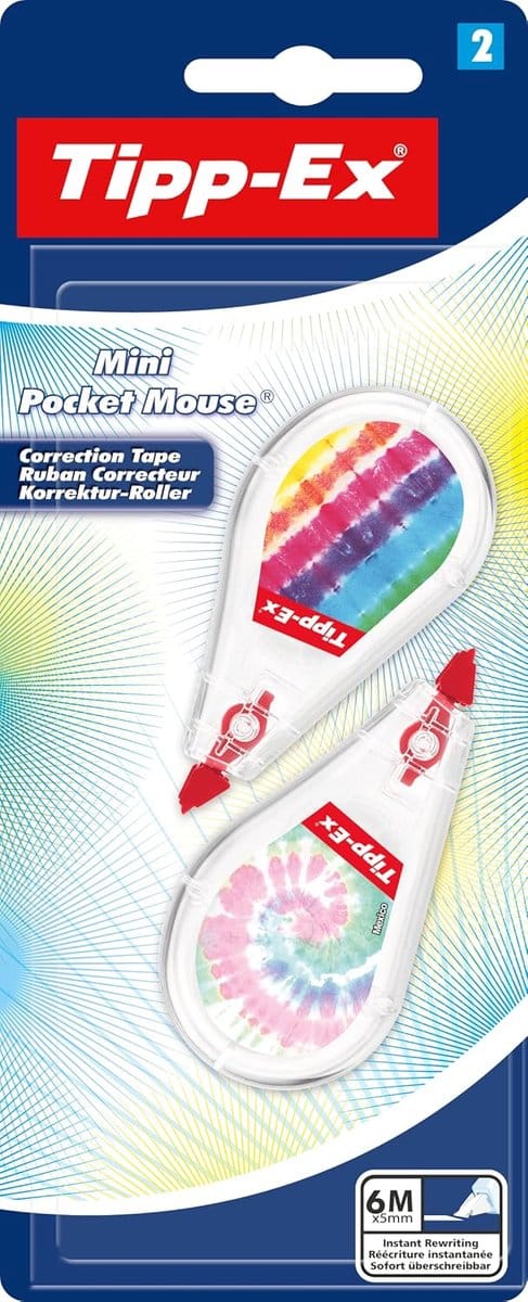 Correctieroller Mini Pocket Mouse - 10 Stuks in Handige Displaydoos - Wit Tape (5mm x 6m)