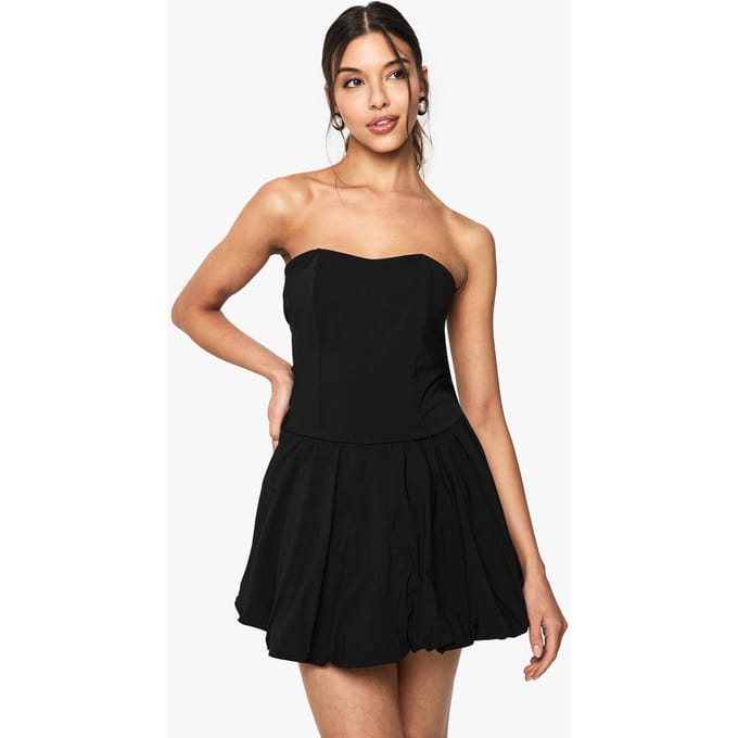 boohoo Dames Petite Puffball Bandeau Mini Jurk | Black | Maat: 8