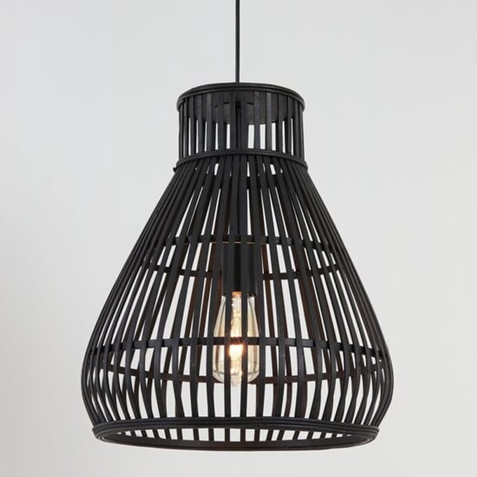 Groenovatie Bamboe Hanglamp - Handgemaakt - Zwart - ⌀47 cm